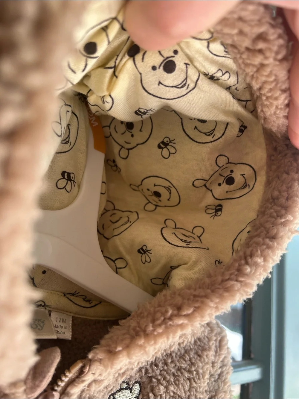 Disney Baby Winnie the Pooh Hooded Jacket Sherpa Zip Up Sweatshirt Teddy Tan 12M